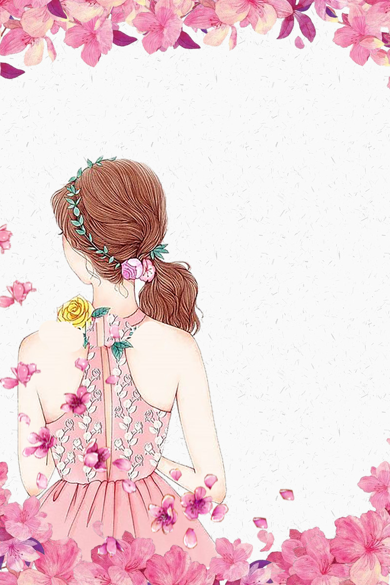 粉色手绘妇女节海报，高清JPG+PSD设计素材下载