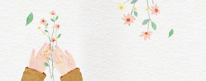 12月清新手绘花朵，棕色banner，JPG/PSD格式设计素材，免费下载