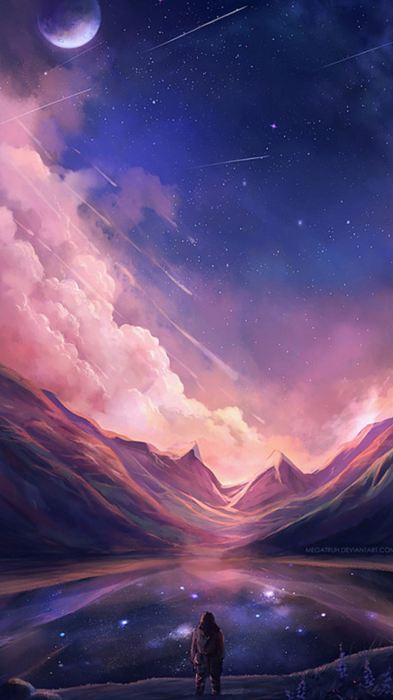唯美梦幻插画H5背景，高清JPG卡通手绘设计素材下载