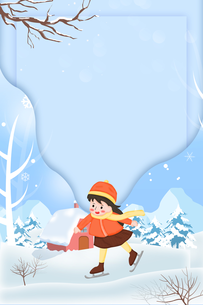 冬季雪天海报背景，高清JPG卡通手绘素材PSD格式下载