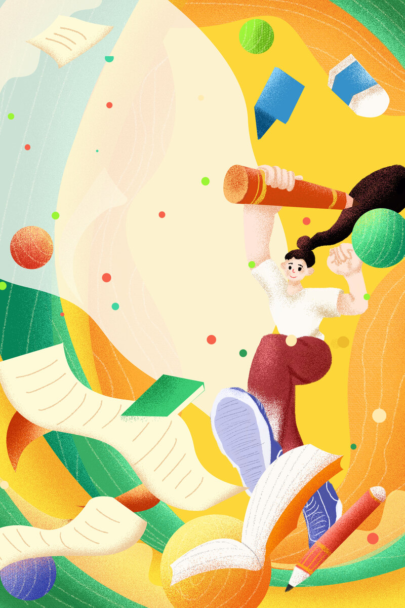 开学季创意手绘背景图，高清JPG/PSD素材，卡通手绘风格下载