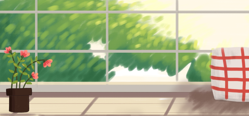 手绘窗边清新banner，卡通JPG/PSD设计素材高清下载
