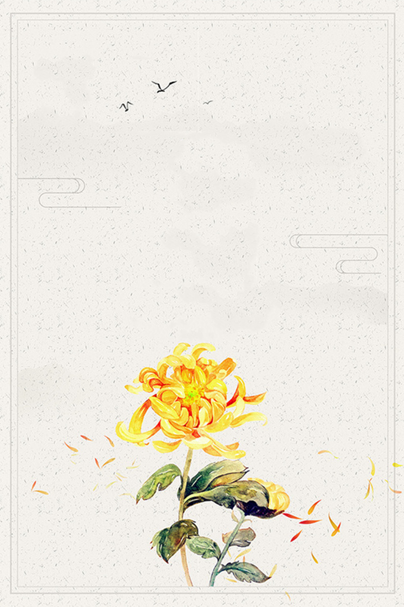 文艺手绘菊花，重阳节专属，高清JPG/PSD设计素材下载