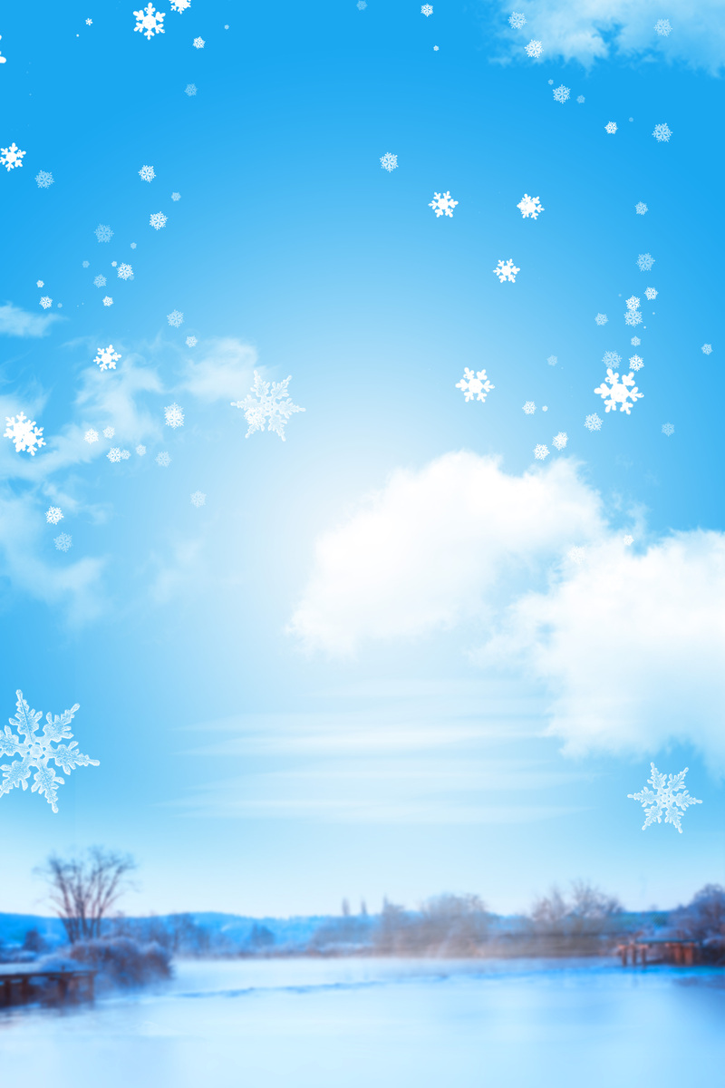 高清蓝色雪花背景图，卡通手绘JPG/PSD设计素材下载