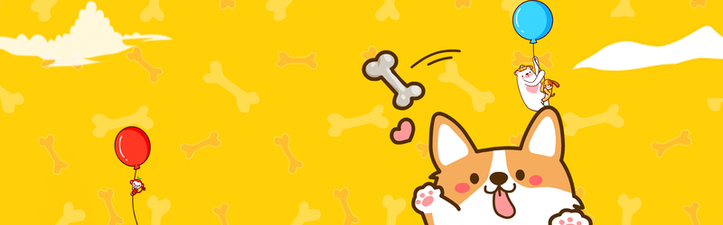 可爱宠物童趣卡通Banner，高清JPG与手绘PSD素材下载