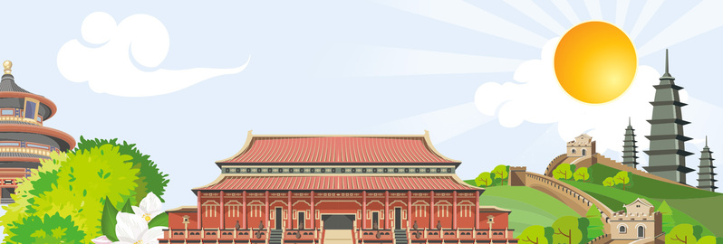 国庆出游狂欢购！淘宝天猫旅游促销海报设计素材下载（高清JPG，卡通手绘风格）