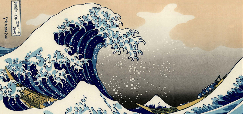 浮世绘海浪手绘Banner，高清JPG素材，卡通手绘风格免费下载