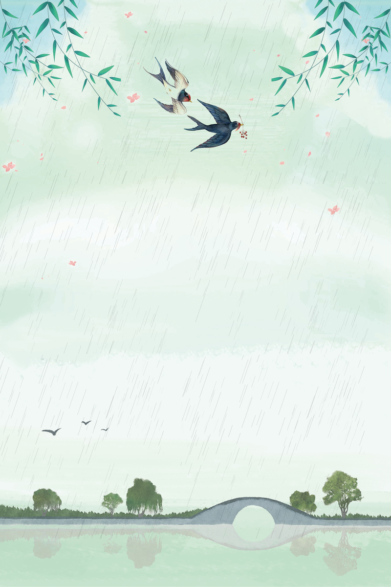 谷雨节气节日海报，卡通手绘JPG/PSD素材，高清下载
