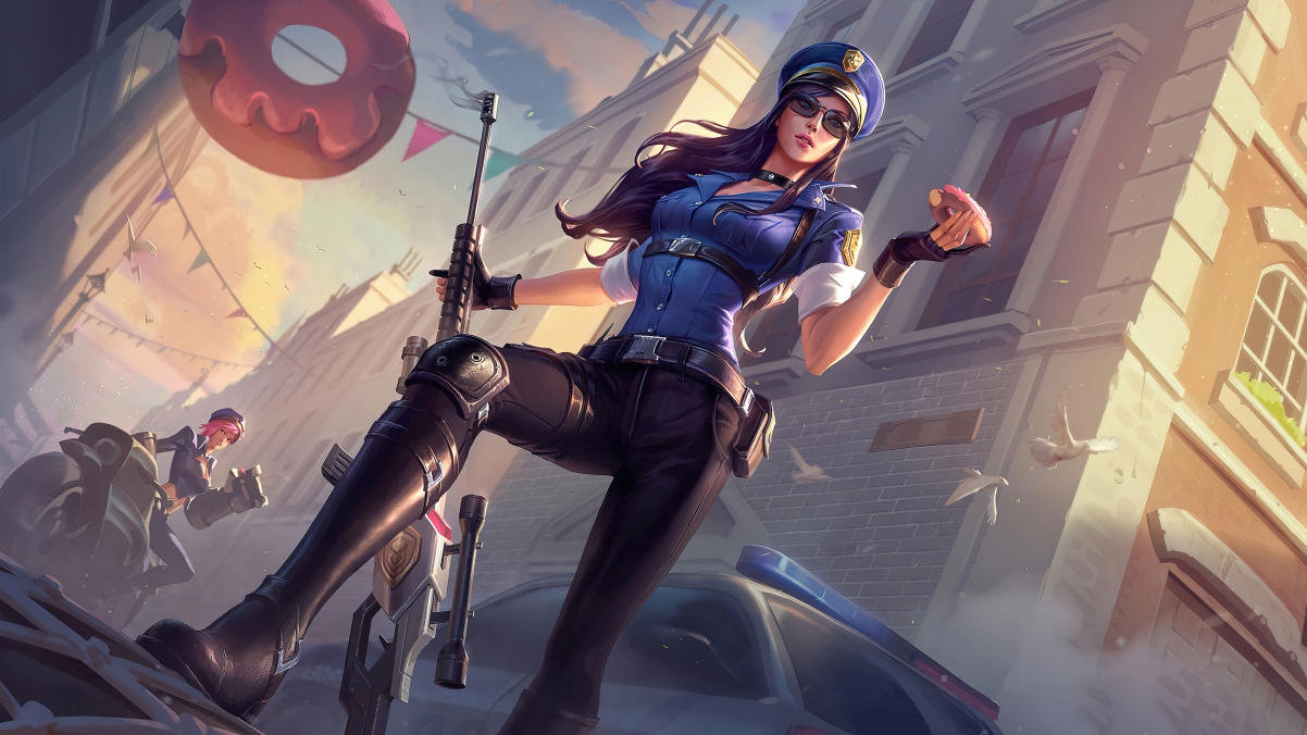 LOL英雄联盟，皮城女警凯特琳4K高清壁纸，女警狙击游戏图片，3840x2160分辨率免费下载
