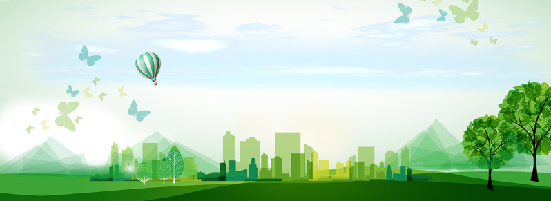 低碳绿城手绘卡通banner，高清JPG/PSD设计素材下载
