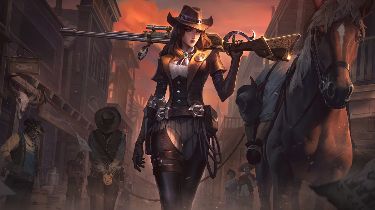 英雄联盟LOL，皮城女警凯特琳荒野治安官，4K高清游戏壁纸下载，3840x2160分辨率