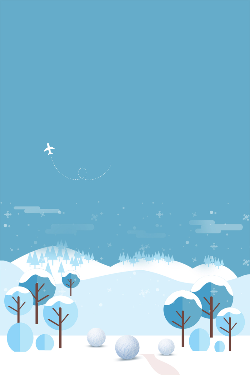 小雪文艺风手绘卡通蓝色Banner，高清JPG与PSD格式设计素材下载