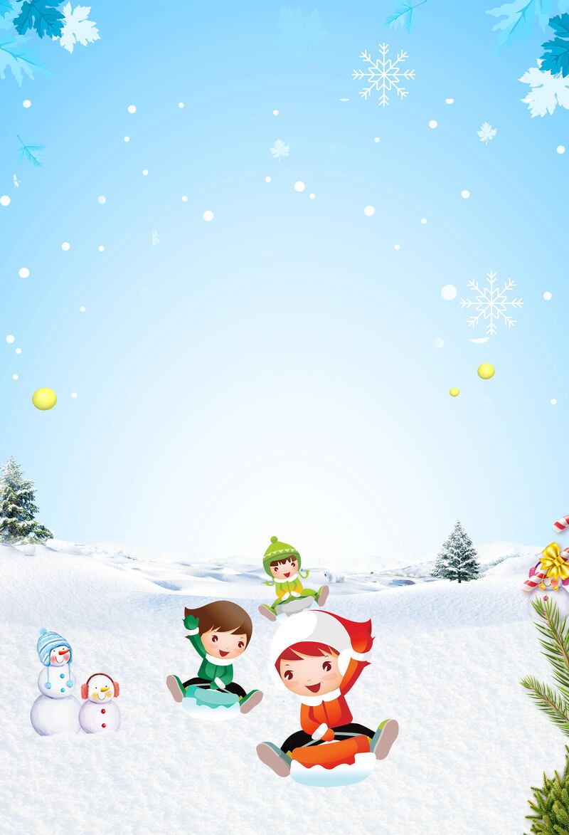 冬季滑雪运动卡通手绘设计素材，高清JPG与PSD格式下载