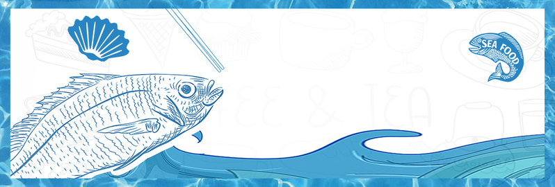 蓝色海鲜海洋开渔节美食banner，卡通手绘PSD设计素材高清下载