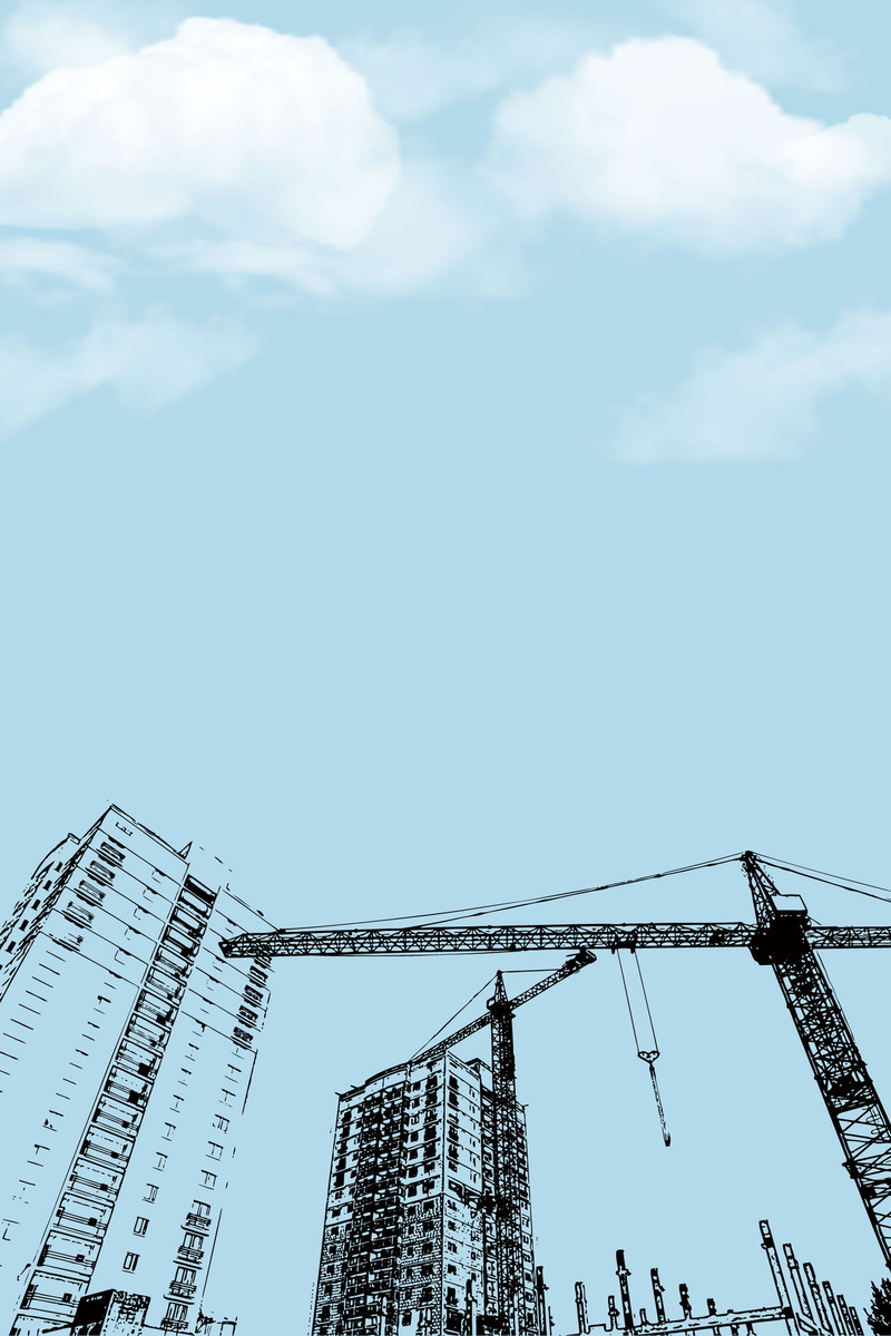 手绘线描城市建筑剪影背景图，高清JPG/AI格式素材下载