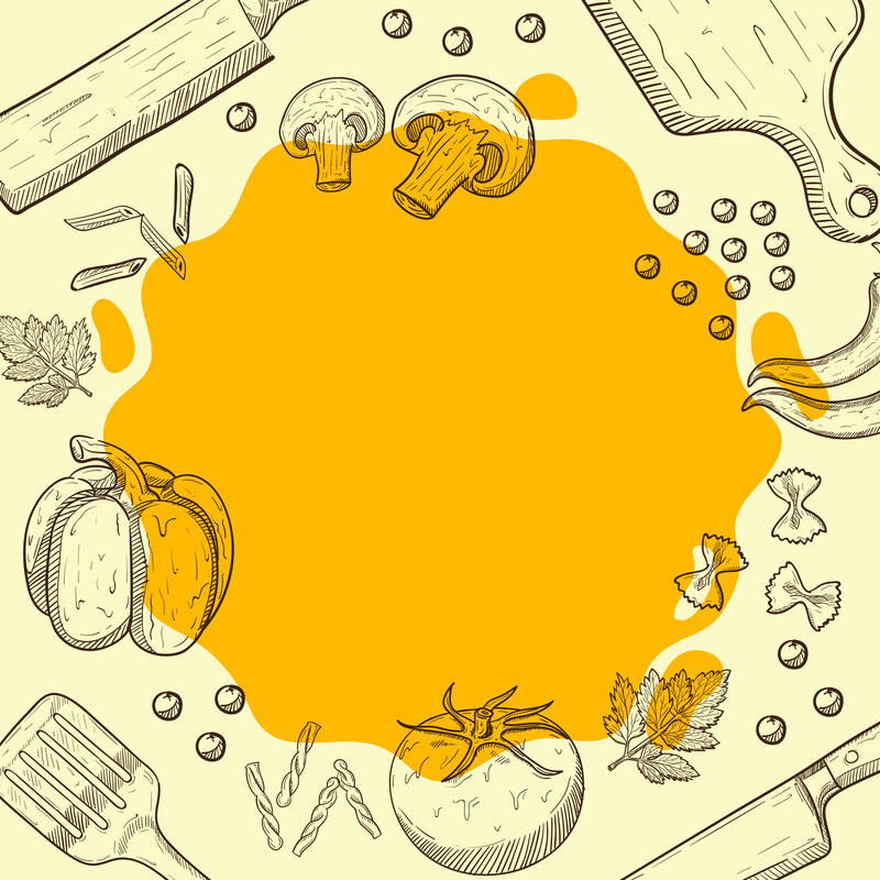 简约手绘美食矢量背景，创意高清JPG/AI格式设计素材下载