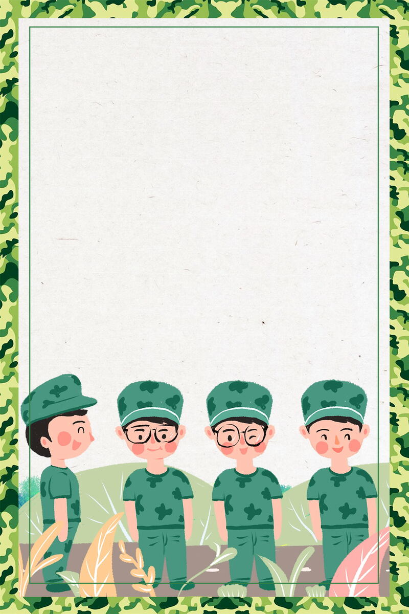 新生军训PSD素材，简约卡通手绘，高清JPG下载