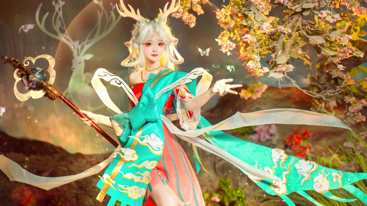 王者荣耀Cosplay遇见神鹿，绝美4K高清壁纸3840x2160免费下载