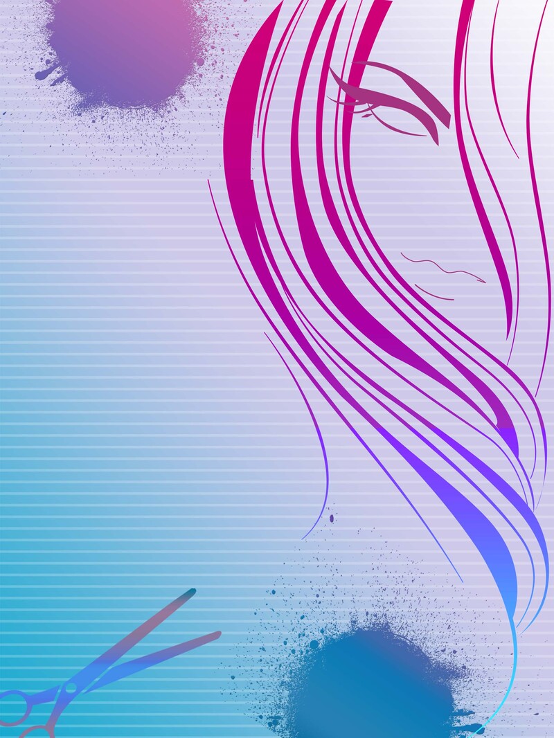 创意美发沙龙矢量插画背景，高清JPG/PSD设计素材下载