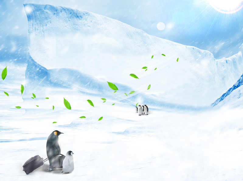 冰天雪地企鹅乐园，卡通手绘JPG/PSD设计素材高清下载
