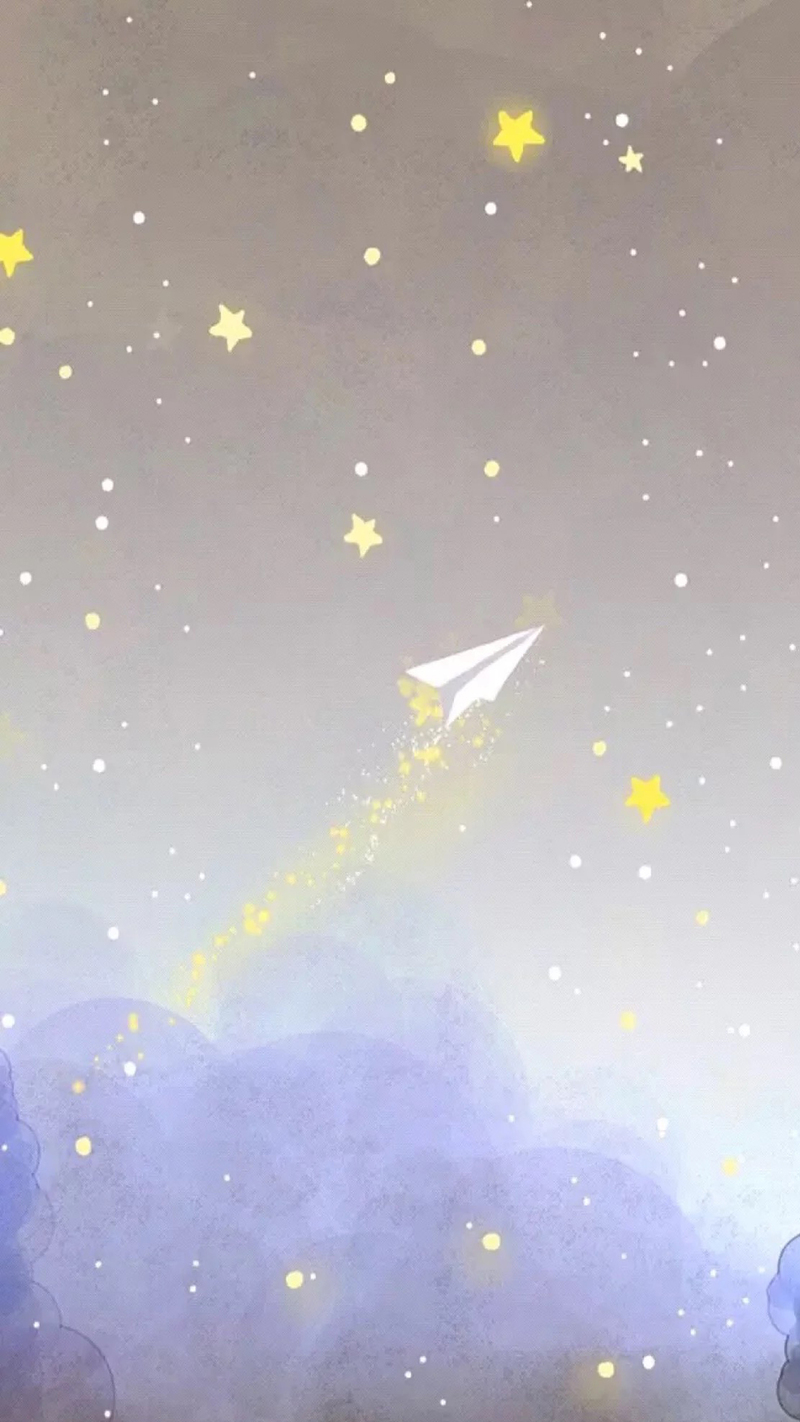 星空纸飞机童趣渐变H5背景，卡通手绘JPG图片素材下载