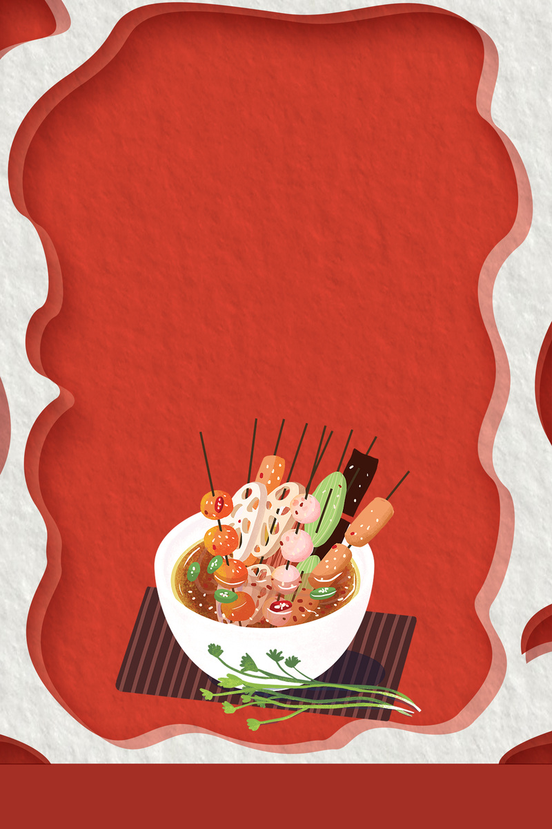 夏日麻辣串串促销海报，卡通手绘设计素材，JPG/PSD格式高清下载