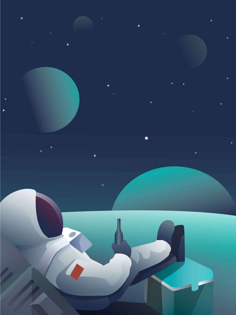儿童宇航员星空插画，高清JPG/AI模板，创意手绘背景素材下载