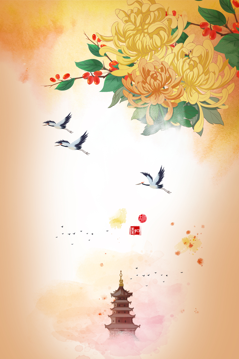 手绘菊花背景图，高清JPG与PSD设计素材下载