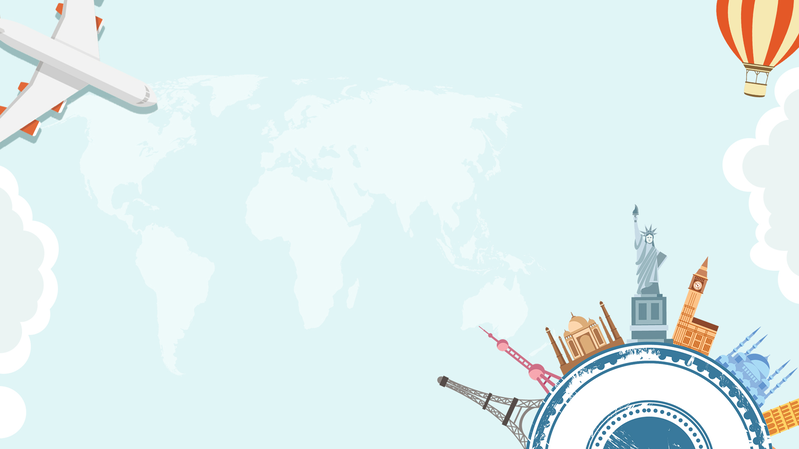 卡通环球旅行背景图，高清JPG+手绘PSD，设计素材免费下载