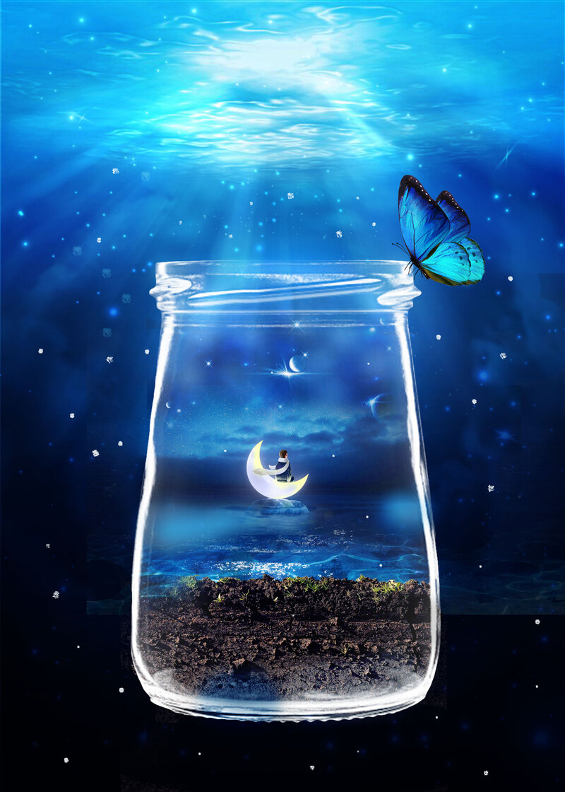 梦幻水底天空图片素材，高清JPG卡通手绘设计下载