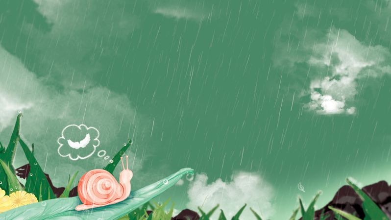 下雨天背景高清JPG，卡通手绘素材，一键下载