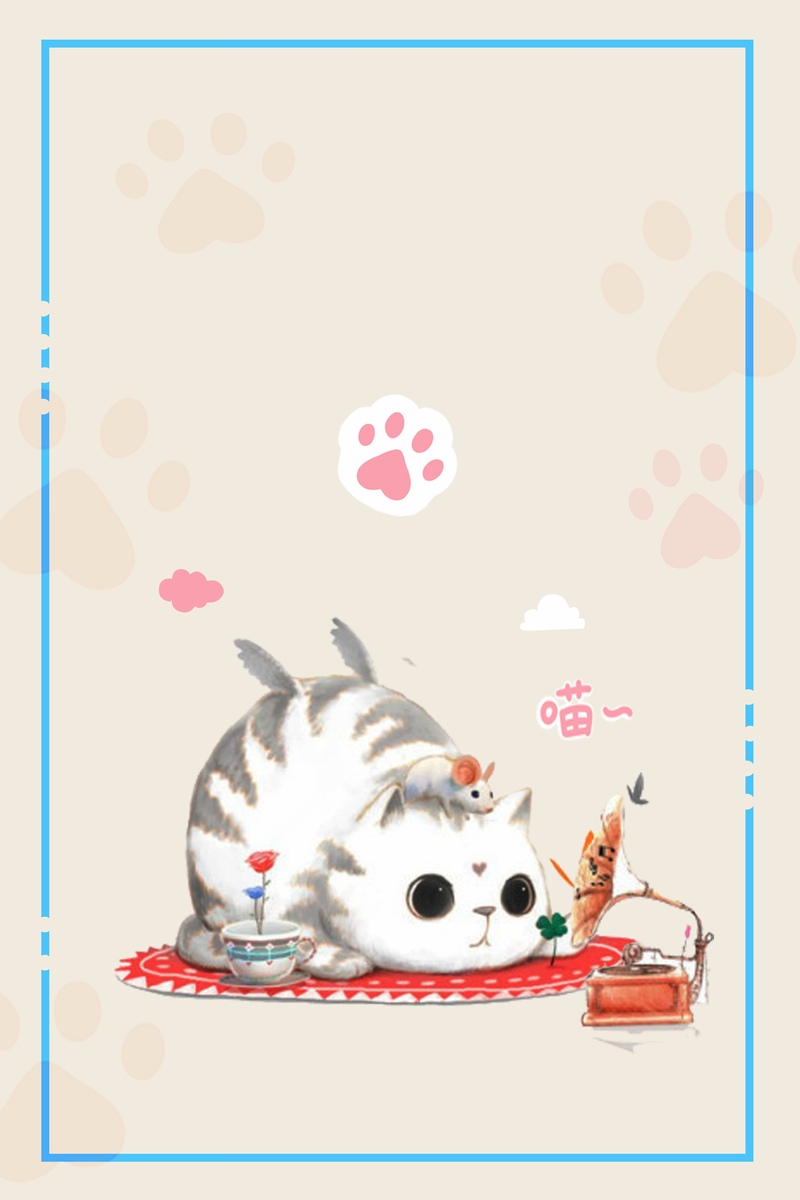 可爱猫咪公益海报，米色手绘卡通，高清JPG/PSD设计素材下载