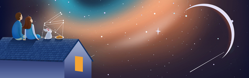 手绘卡通星空晚安海报，高清JPG与PSD素材下载