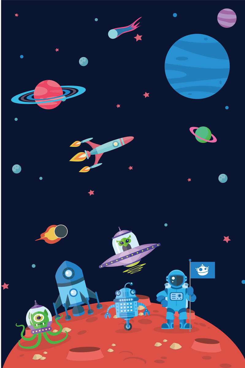 卡通手绘太空宇宙星星地球高清图片及AI设计素材下载