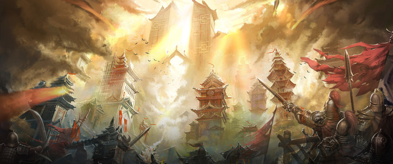 古代战场人物激战背景，高清JPG卡通手绘素材，一键下载