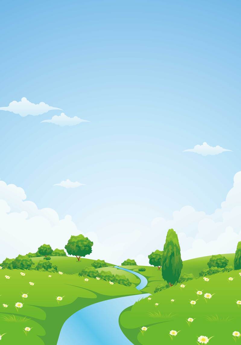 清新绿野背景模板，高清JPG/卡通手绘AI设计素材下载