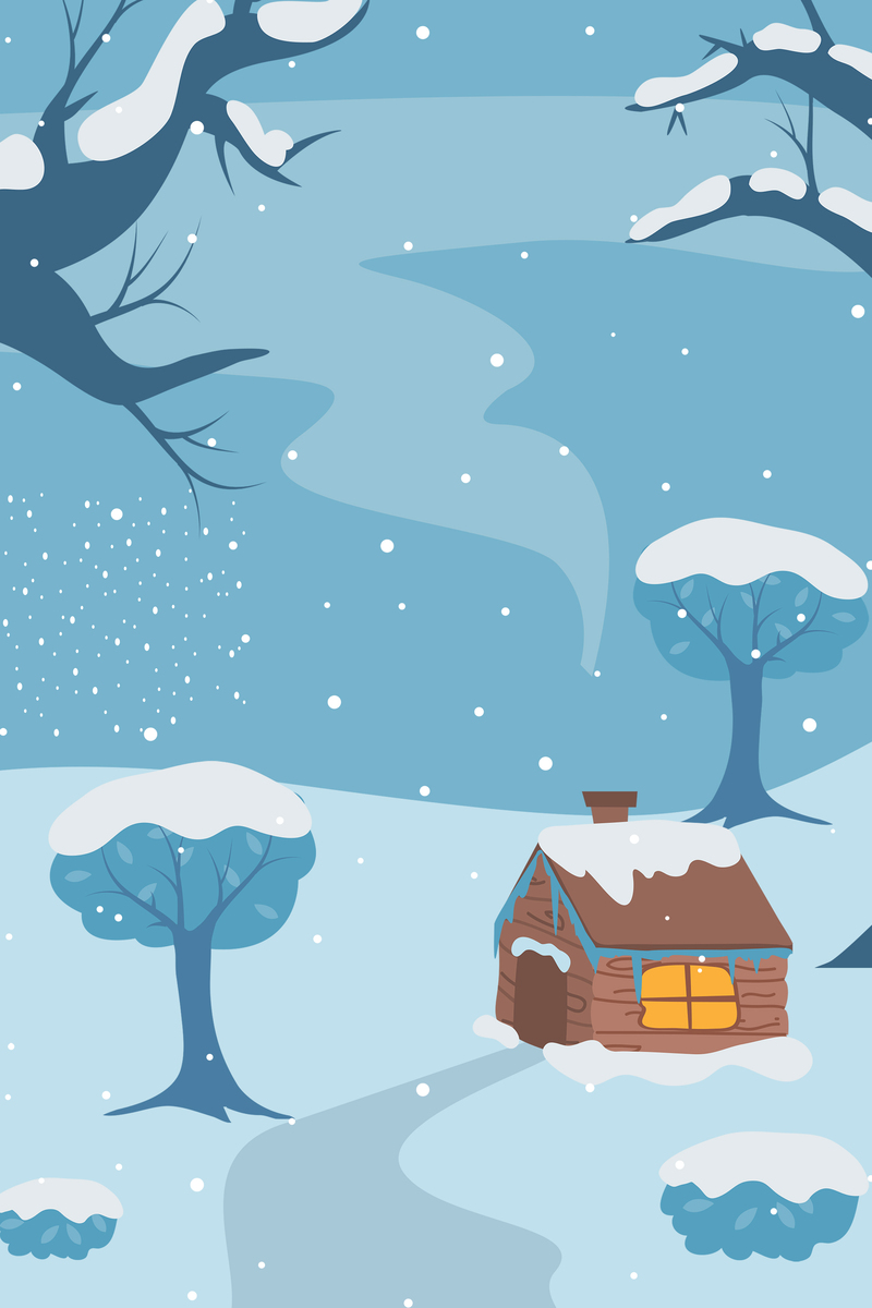 冬季雪景美图，清新雪花蓝色banner，卡通手绘PSD素材下载