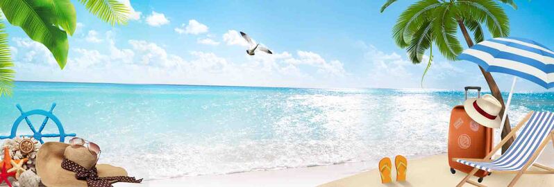 淘宝夏日促销海报设计素材，清凉夏日卡通手绘JPG/PSD格式下载