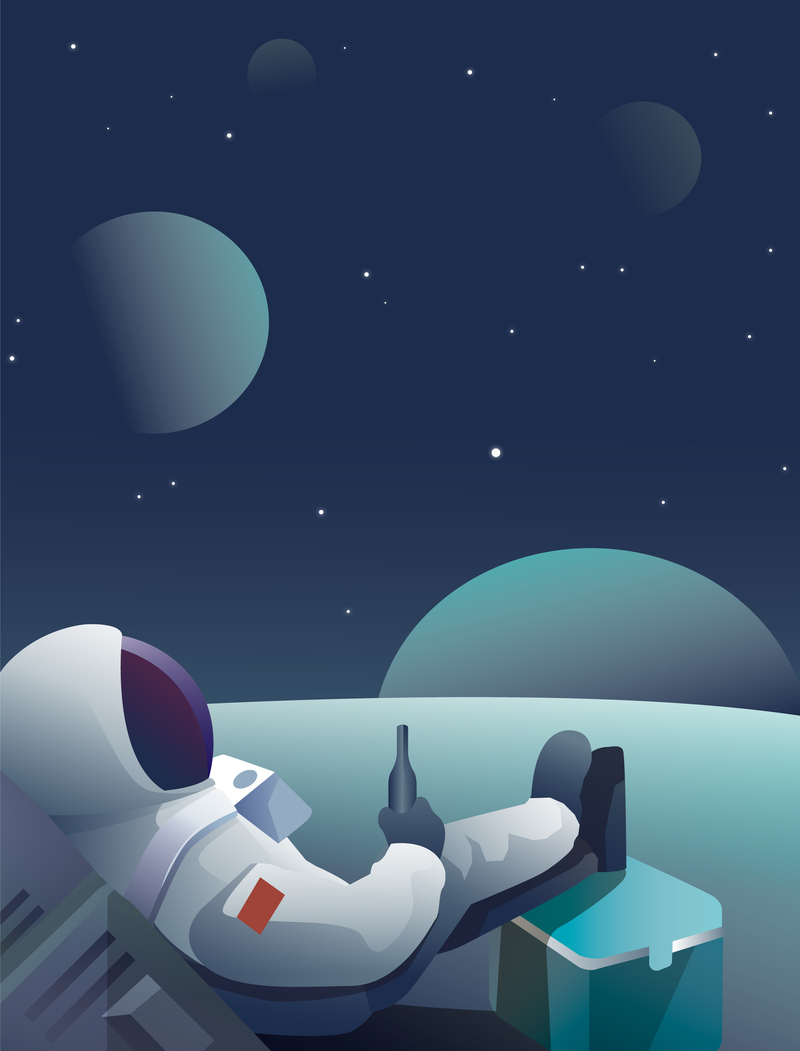 卡通手绘太空背景，高清JPG/AI设计素材，简约风格免费下载