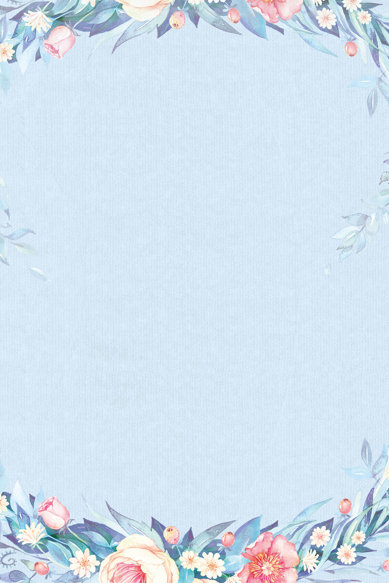 浅蓝手绘花卉女装背景JPG高清图，卡通手绘设计素材下载