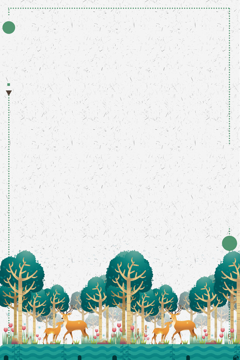 简约森林插画季末清仓海报背景，高清JPG与PSD素材，卡通手绘风格，免费下载