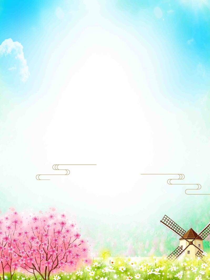 春分节气海报背景，高清JPG卡通手绘模板，PSD格式设计素材下载