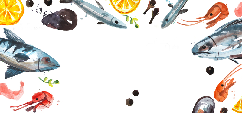 海鲜背景图，高清JPG卡通手绘素材，一键下载