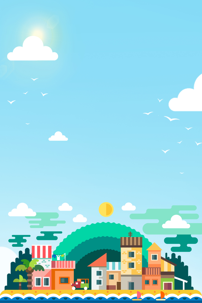 手绘2.5D背景元素图，高清JPG卡通手绘素材，免费下载