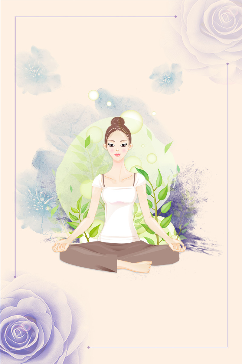 手绘女孩佛系减肥海报，高清JPG与PSD素材，免费下载！