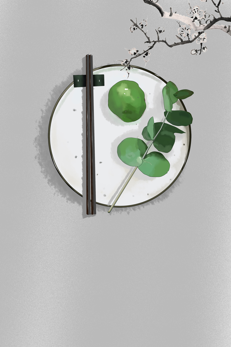 清明节青团背景图，卡通手绘高清JPG/PSD设计素材免费下载