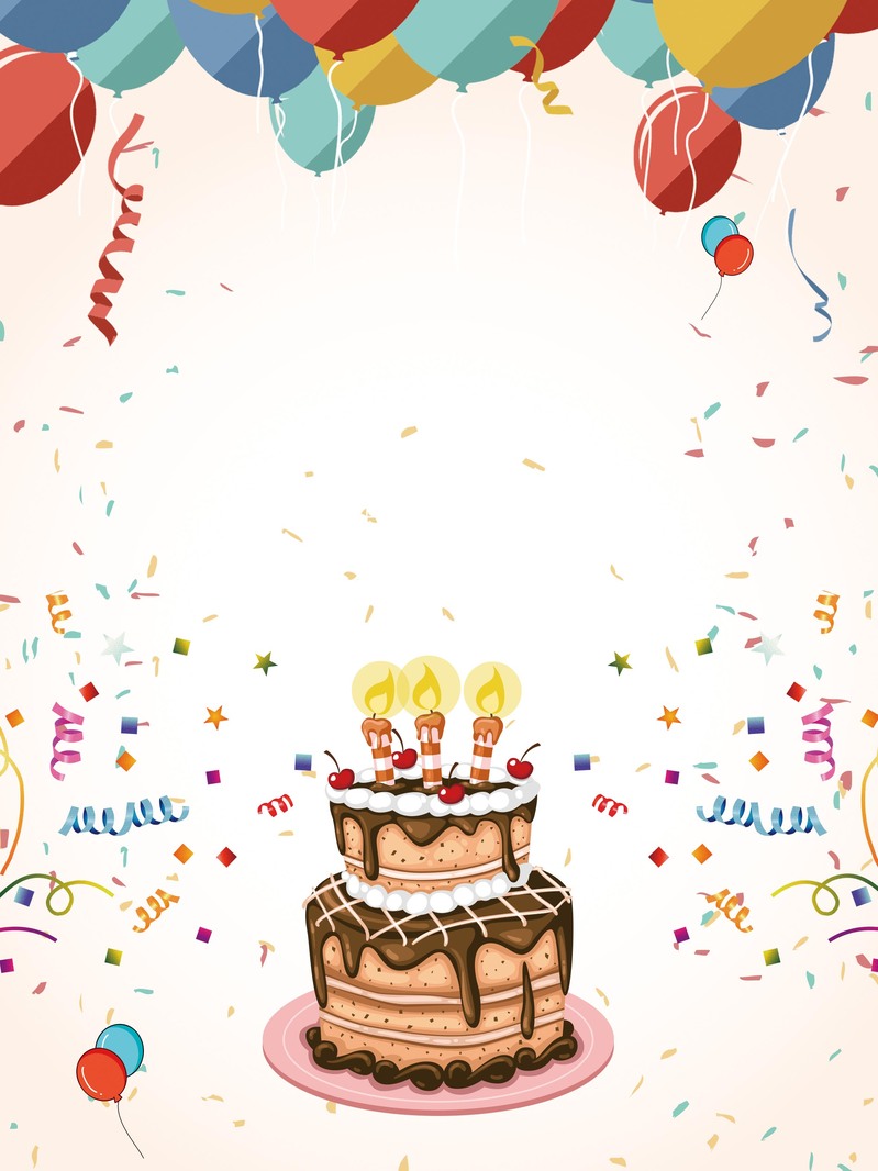 卡通手绘气球蛋糕生日派对背景，高清JPG/PSD设计素材免费下载