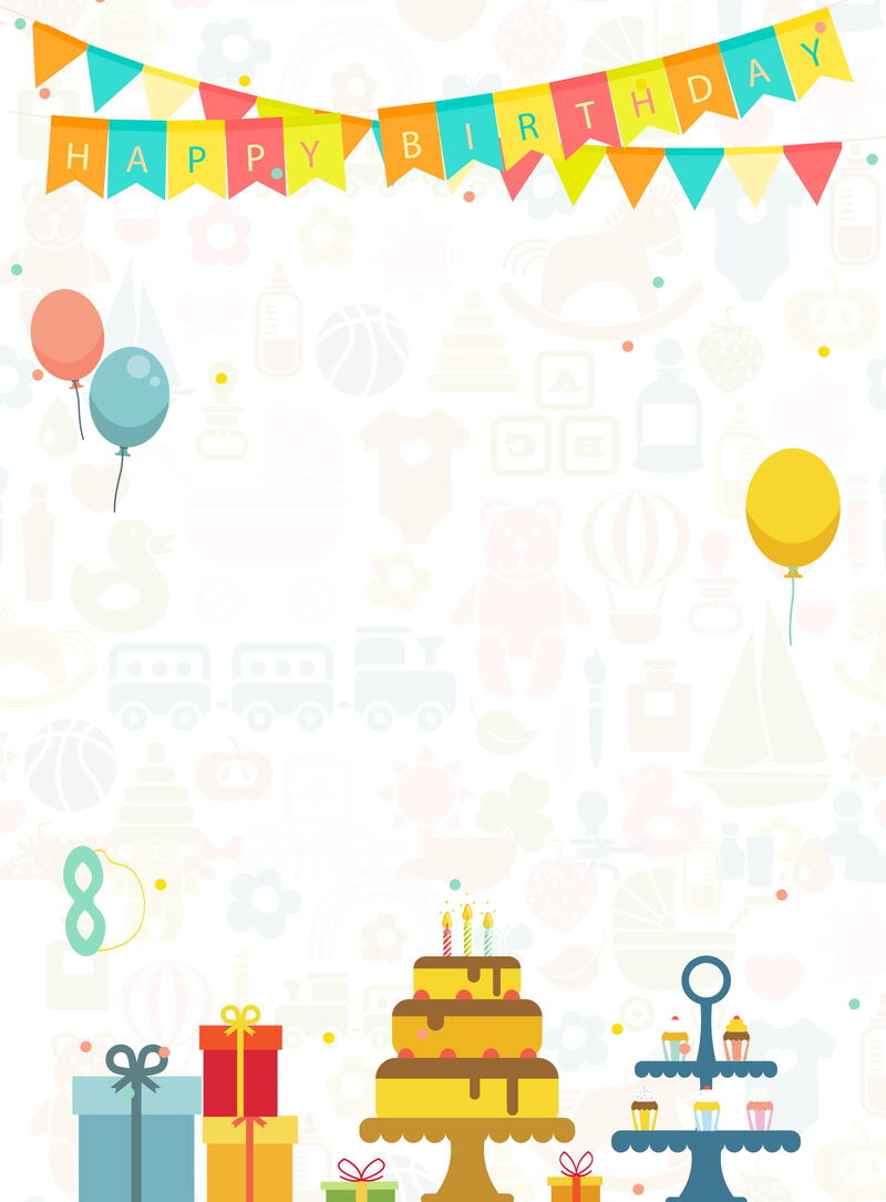 卡通儿童生日派对，高清JPG与PSD分层设计素材，手绘风格，免费下载