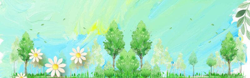 春植节卡通banner，高清JPG+PSD，手绘风格设计素材下载