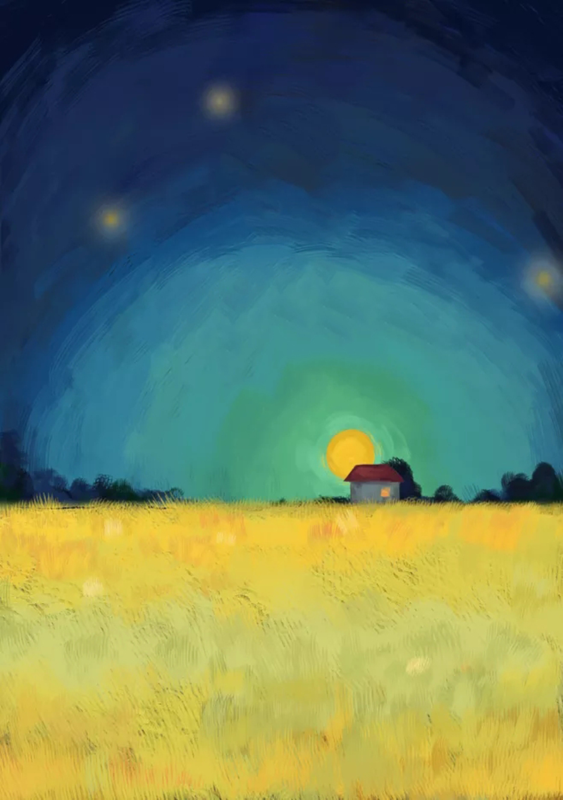 手绘插画海报背景，高清JPG/PSD素材，卡通手绘设计免费下载